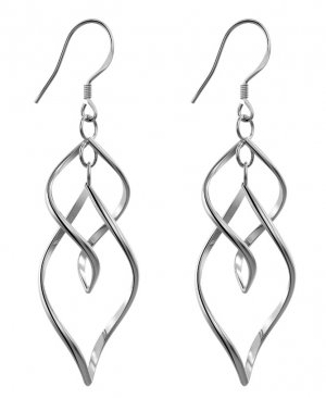 Womens Classic Double Linear Loops Design Twist Wave Earrings for Women Girls